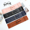 Women Wide Knotted Belt Design PU Leather Waistbands Simple Width Belt