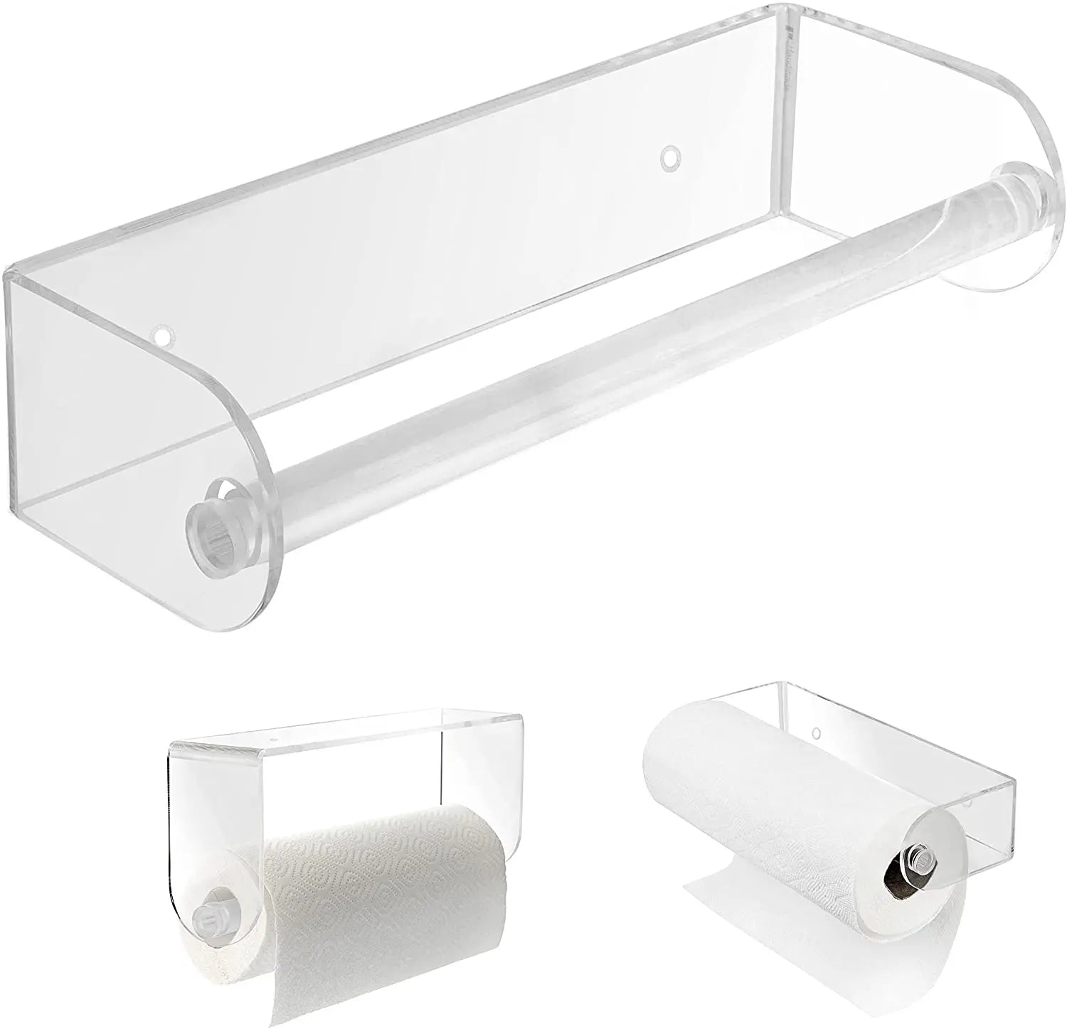 Wall Mount Acrylic Paper Towel Holder Acrylic Clear Towel Paper Holder Pole Deluxe Paper Towel Rolling Dispenser
