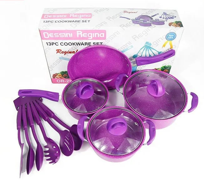 New13 Piece Non-stick Soup Stew Frying Iron Pans and Pots Set Spatula Spoon Multi-piece Kitchen Cookware Set
