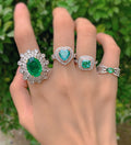 Customized S925 Sterling Silver 8A Cubic Zircon Ring Bride Promise Ring Set Engagement Wedding Emerald Rings Jewelry Women