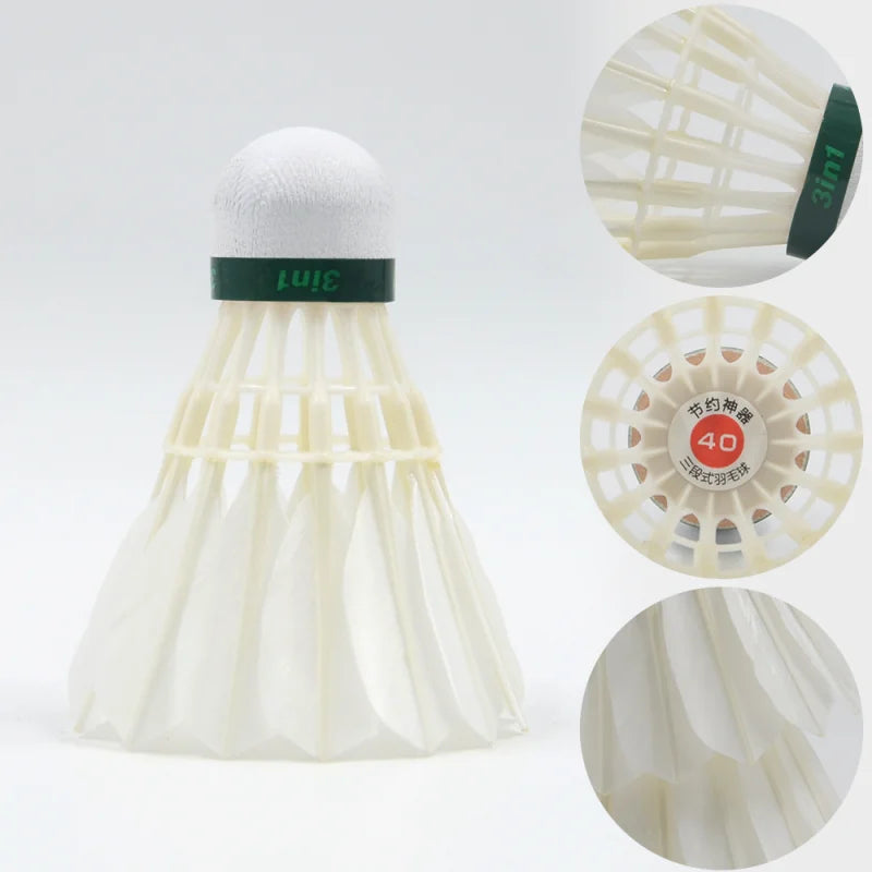 OEM Popular Birdie 12-Pack Durable 3in1 Duck Feather Shuttlecock OEM Wholesale Custom Top Professional Badminton