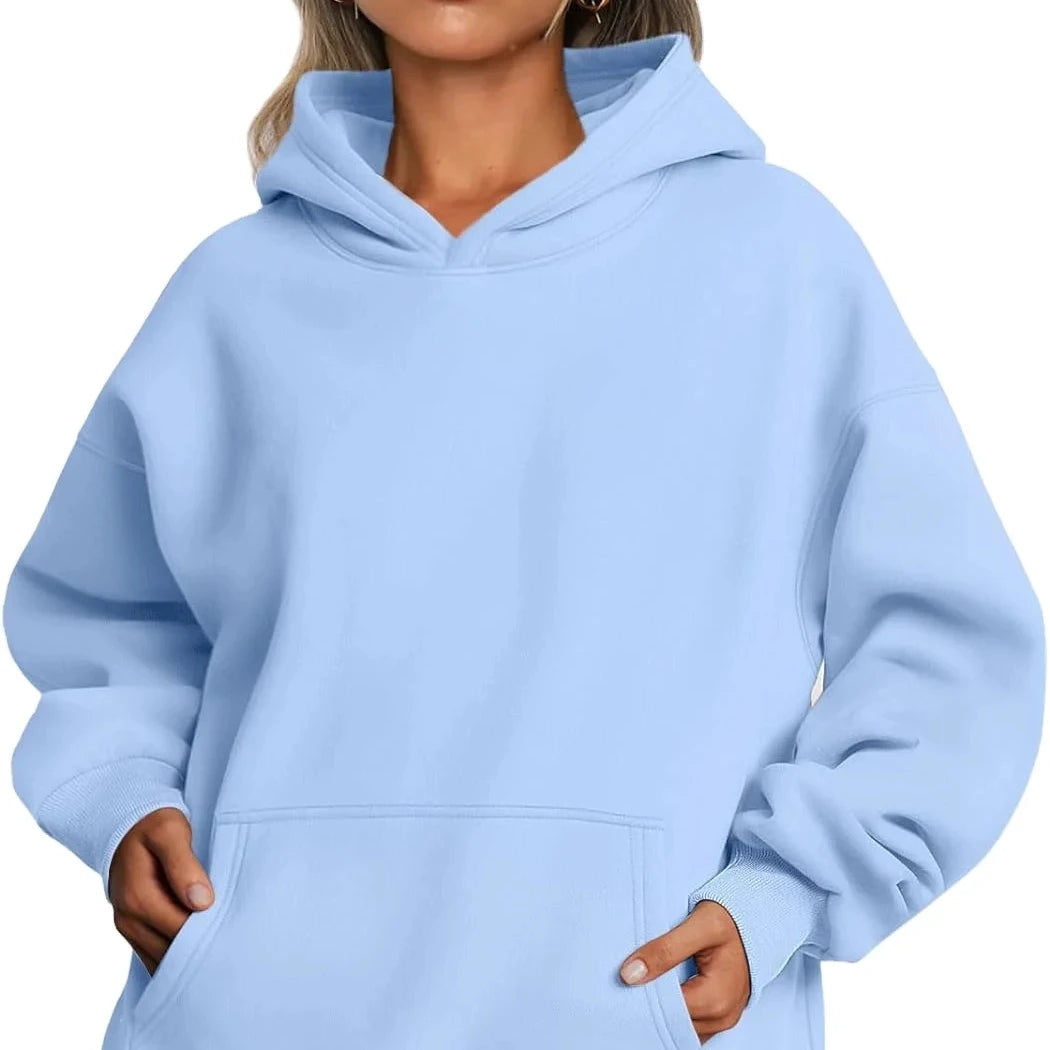 Trendy Queen Womens Oversized Hooded Pullover Long Sleeve Fleece Sweatshirts with Pocket for Winter Fall Clothes