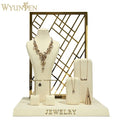 WYP Microfiber Jewelry Display Stand for Window Show Beige Earrings Necklace Watch Ring Display Prop Jewelry Display Set