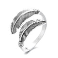Wholesale Creative Retro Simple Personality Adjustable Rings Antique Silver Gothic Feather Rings for Women Men