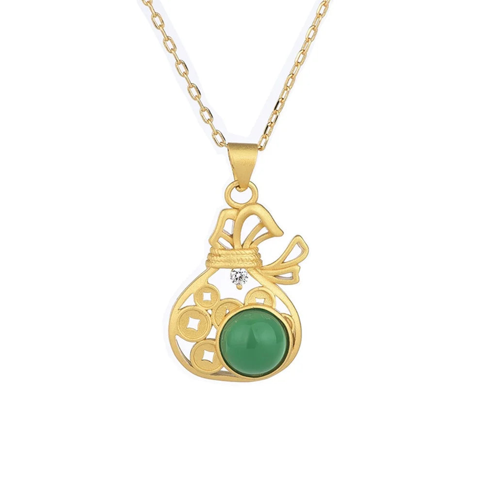 Fashion Brass Alloy with 24k Gold Plated Money Bag Necklace Pendant Jewelry Women