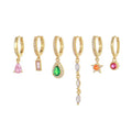 SP Korean Fashion Zirconia Hoops Jewelry 18K Gold Plated Zircon Geometric Hoop Earrings