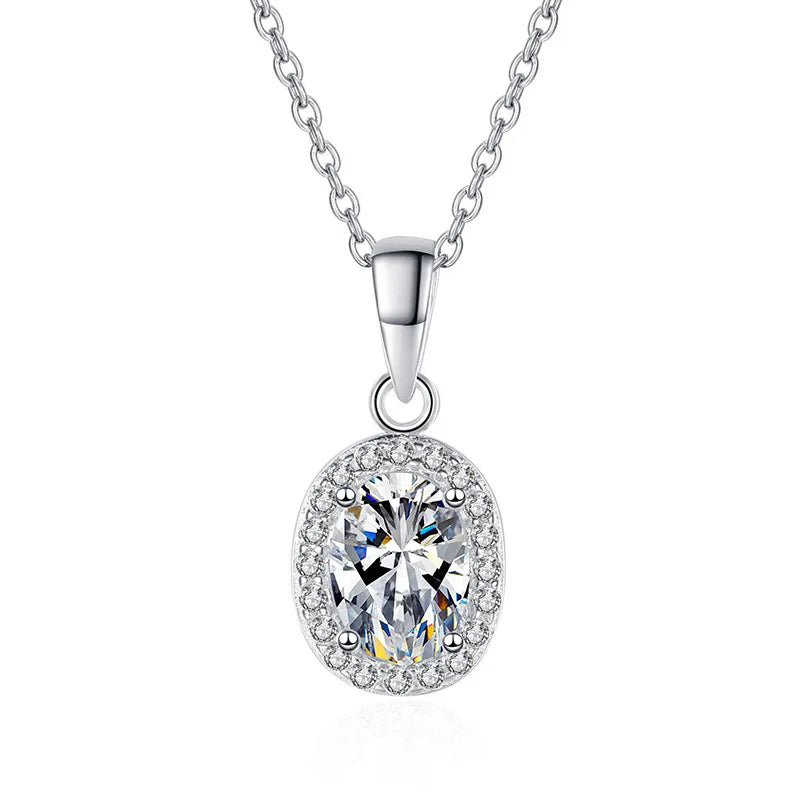 Fine Jewelry Grade D 1ct Moissanite Jewelry 925 Sterling Silver Simple Moissanite Pendant Necklace Women