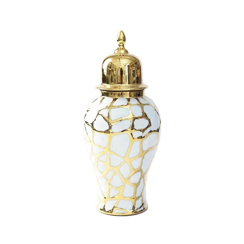 Custom Porcelain White and Gold/Silver Handmade Ceramic Ginger Jars for Home Decor and Presents Factory Direct