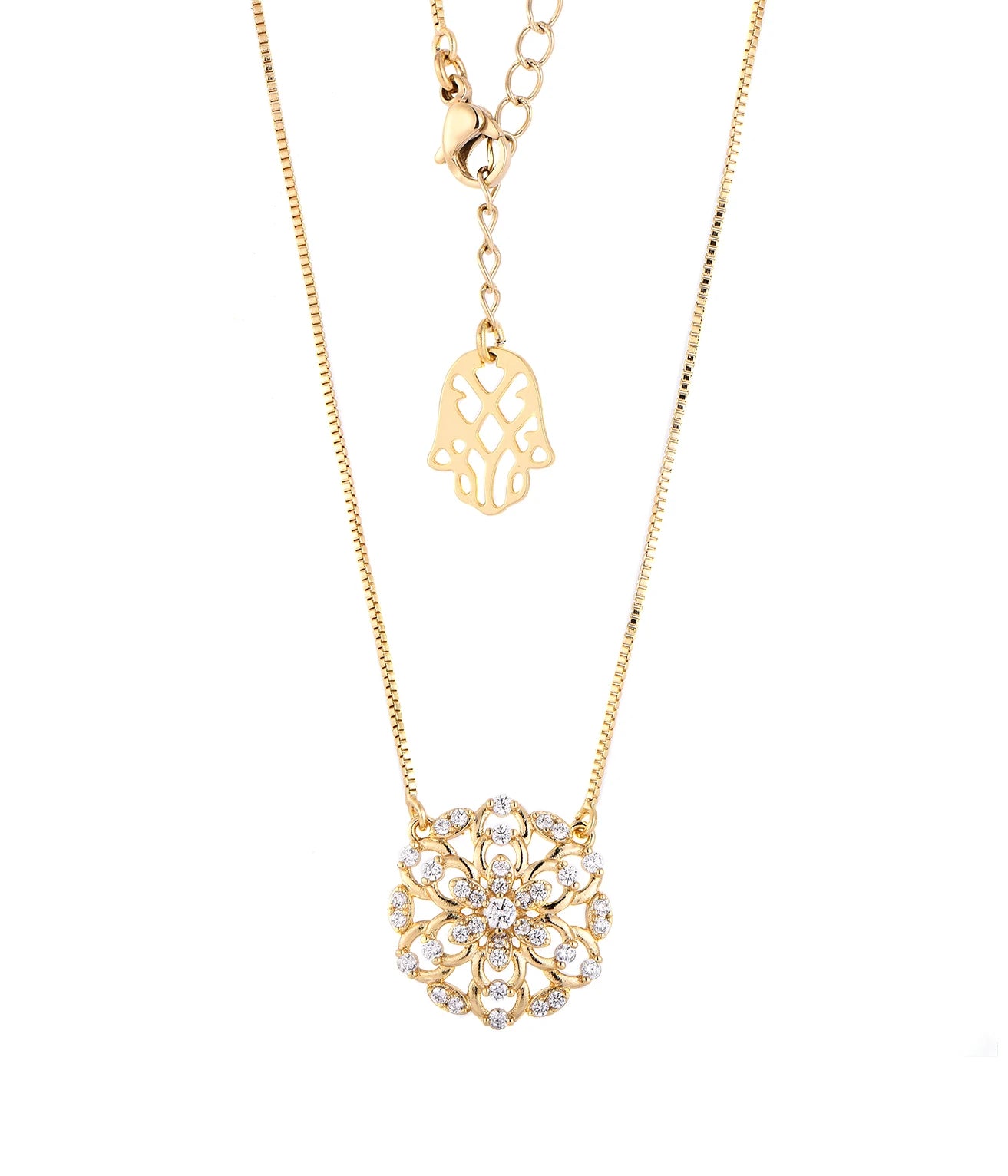 QX CUSTOM OEM Fine Jewelry 925 Sterling Silver 18K Gold Plated Cubic Zirconia Women Flower Necklaces