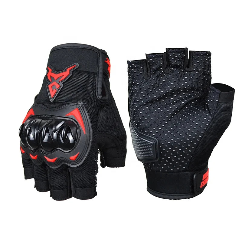 Motocentric Half Finger Motorcycle Racing Gloves Hard Shell Protective Bicycle Cycling Gloves Summer Motorbike Riding Equipment MegaBDM