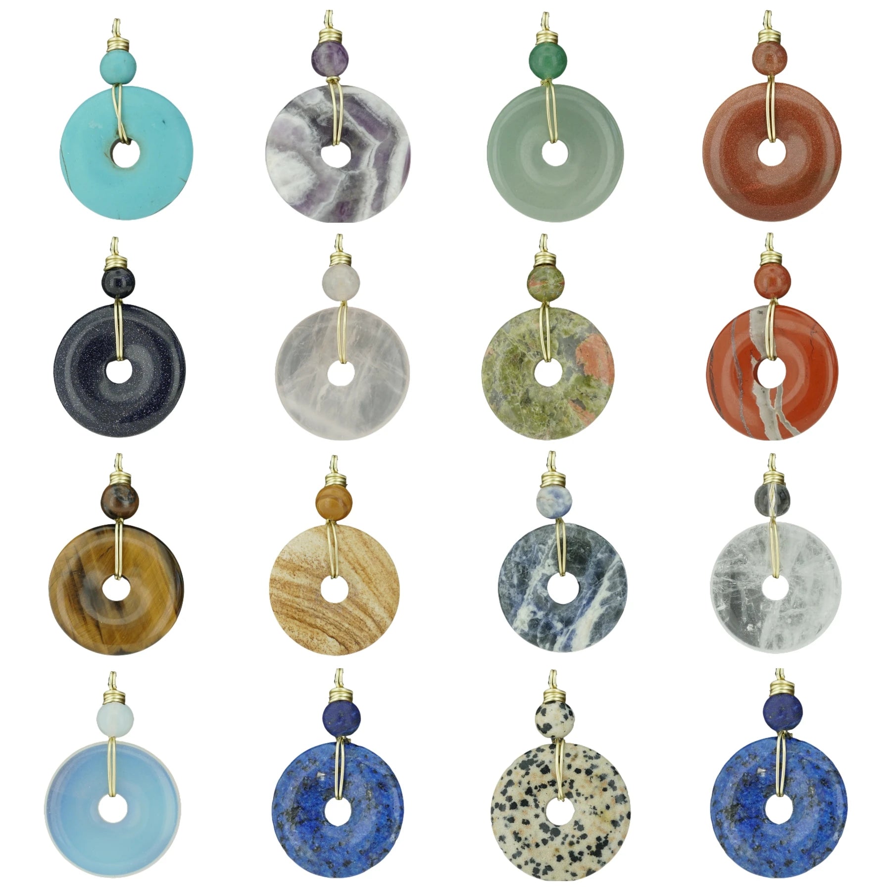Fashion Design 40MM Natural Crystal Gemstone Tiger Eye Circular Decoration Charms Donuts Shape Pendant for Jewelry Accessories