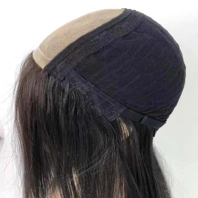 Hand-tied with Weft Medium Density Black 4x5" Silk Top Wig