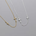 Fashion Minimalist Jewelry 925 Sterling Silver Simple Plain Double Two Cross Pendant Gold Plated Necklaces for Women
