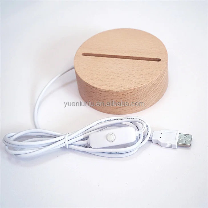 Solid Luminous Usb Switch Night Light Base 3d Acrylic Lamp Led Wooden Base Wood Night Light Bases