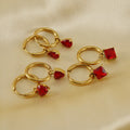 Miyouke Oem 18K Gold Stainless Steel love square Drop Zircon Earrings
