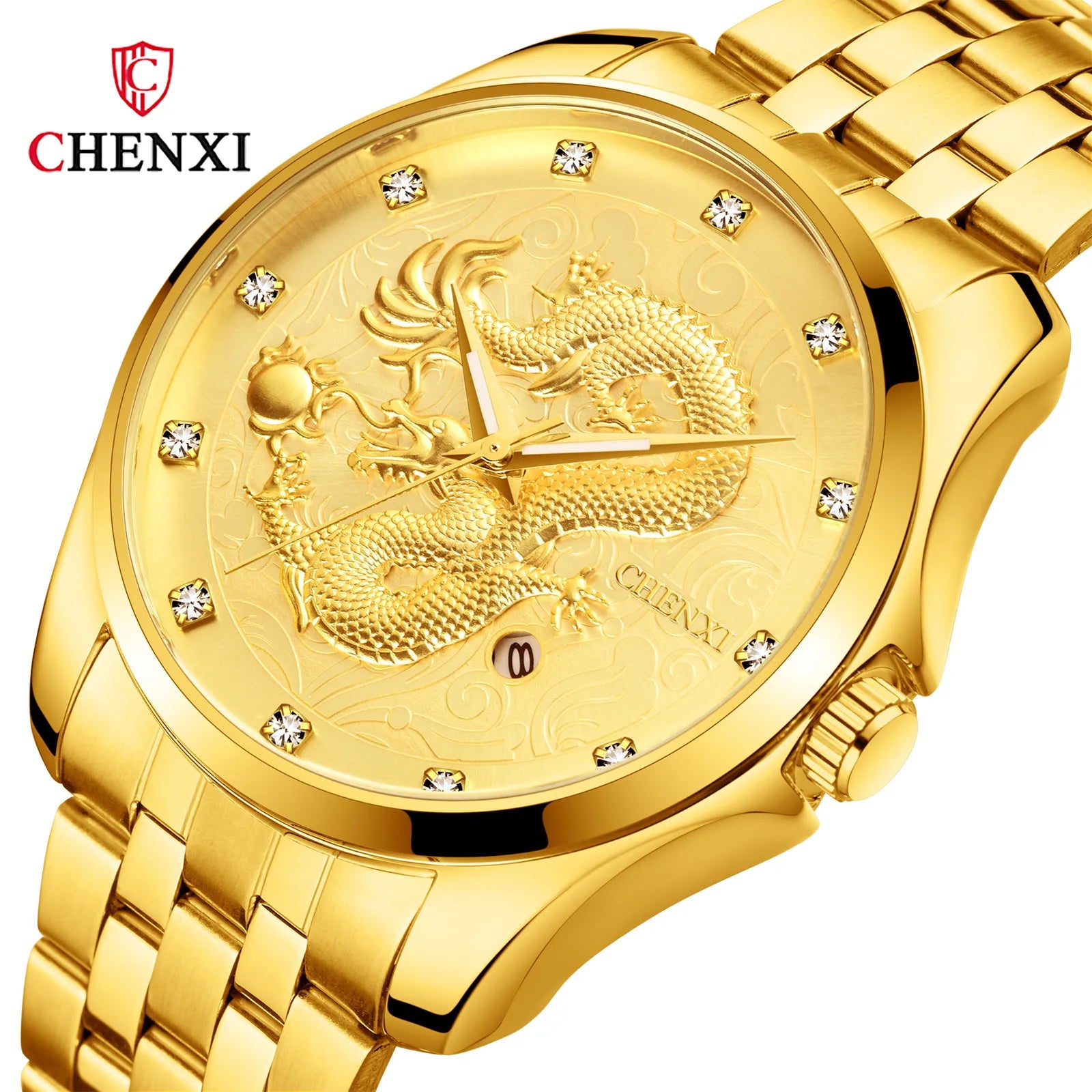 Chenxi 8220 Mens Top New Luxury Wrist Watches Men Golden Quartz Male Fashion Wrist Watch Waterproof Clock Relogio Masculino