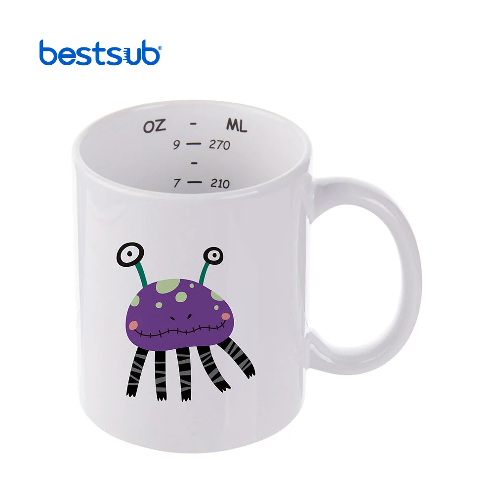 Wholesale Personalized Ceramic Sublimation Blanks 11oz Motto Measurement White Heated Color Coffee Mugs