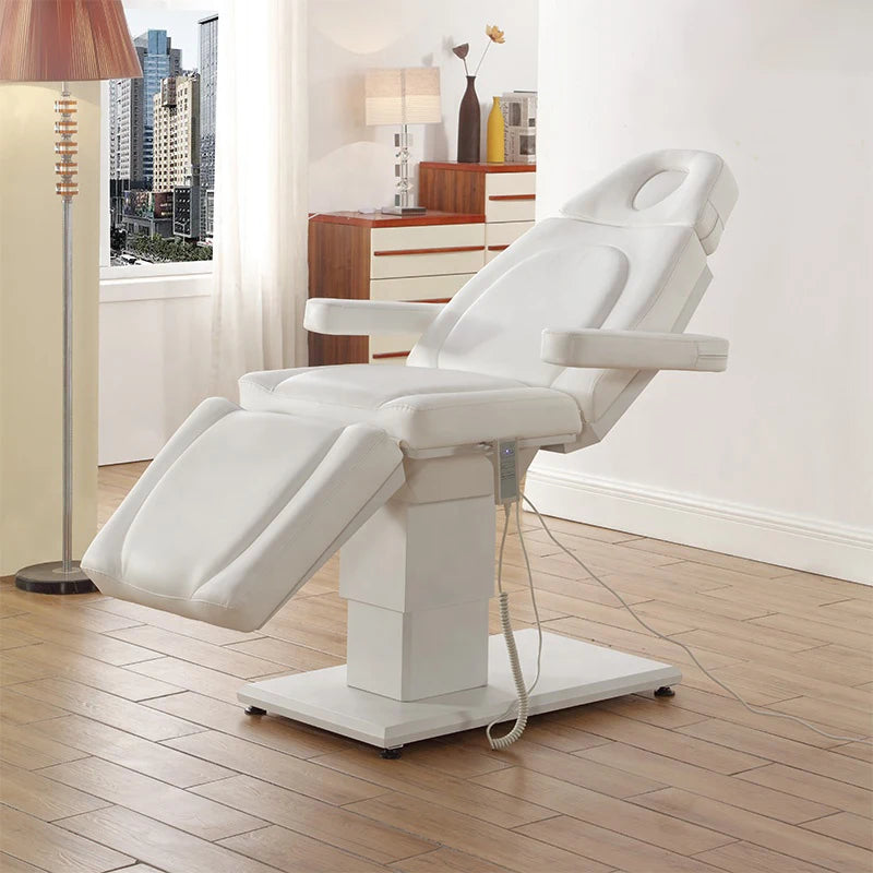 Modern Saloon Furniture 360 Degree Rotation Massage Bed Table White Electric Beauty Bed