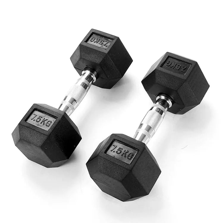 Factory Direct Sales Cast Iron Dumbbell Fixed Rubber Coating 5kg - 50kg Dumbbell Set Hex Dumbbells