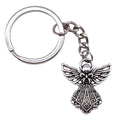 Promotion Guardian Angel 3D Metal Key Chains Silver Angel Charm Key Ring Angel Pendant Baptism Keychain Favors for Women Girls