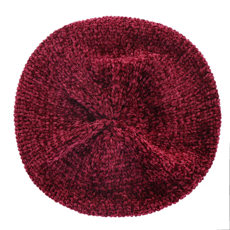 HZM-22355 Winter Chenille Snoods and Berets for Women Religious Lady's Daily Headwear and Hairwrap