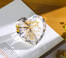 Hot Selling Wedding Favors Birthday Gifts Personalized Logo Crystal Heart Diamond Paperweight