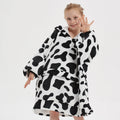 OEM Kids Character Printed Oversized Fleece Hoodie Blanket 100% Polyester Floral Foldable Travel Blanket Big Wearable Hood