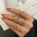 2022 Fashion Gold Plated Rings Leaves Finger Rings Creative Vintage Ring Set for Women and Men