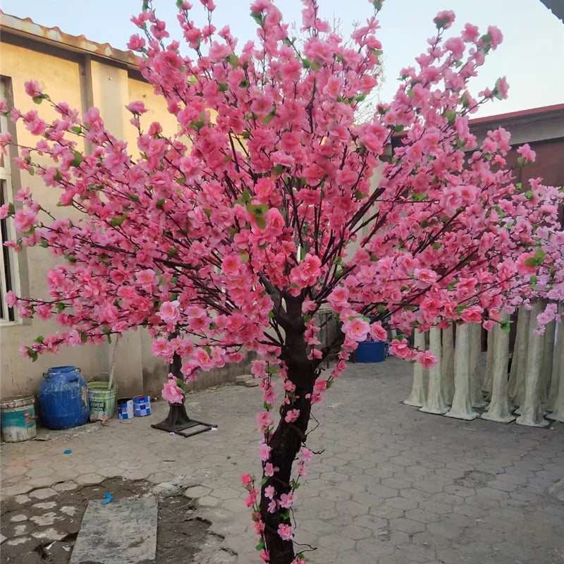 S02422 China Artificial Trees Decoration Flower Plants Artificial Peach Blossom Tree pink Artificial Peach Tree for Decoration