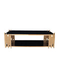 Hot Foshan Furniture Stainless Steel Table Basse Square Black Glass Coffee Table Modern Living Room Centre Tables in Gold Metal