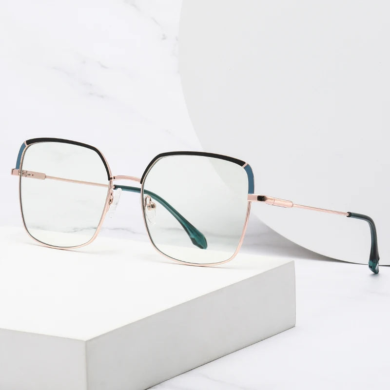 Stylish Metal Eyewear Glass Frame for Women Anti Blue Light  Square Glasses Frame Optics Eye Glasses