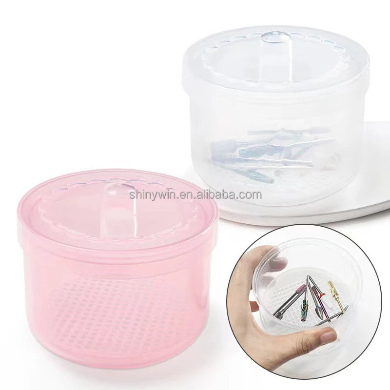 Nail Art Multifunctional Disinfection Storage Box Nail Drill Bits Clipper Cutter Tweezers Accessories Clean Container