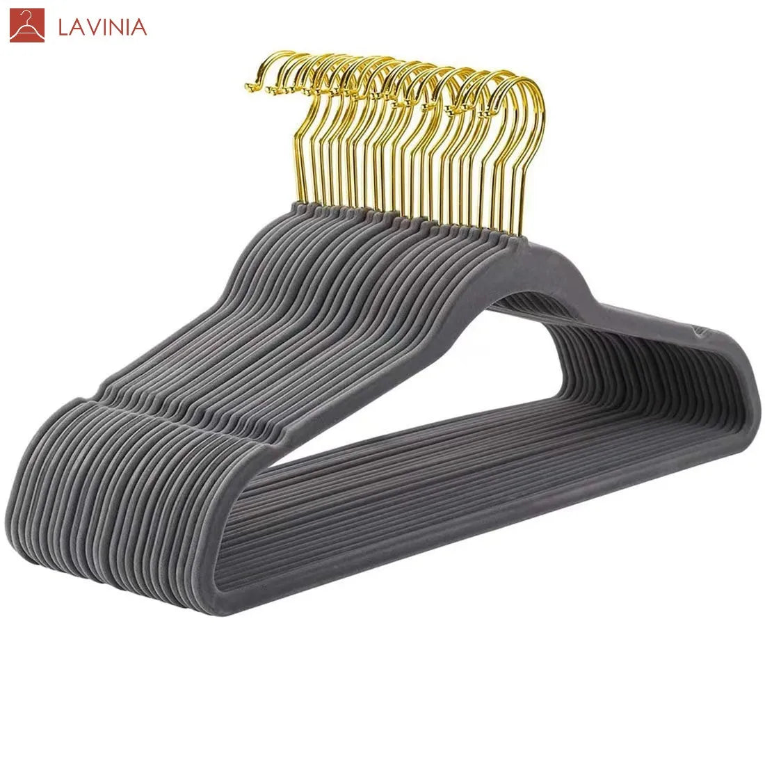 Lavinia Durable Custom Non Slip Velvet Hanger Clothes Velvet Pants Plastic Hangers Wholesale