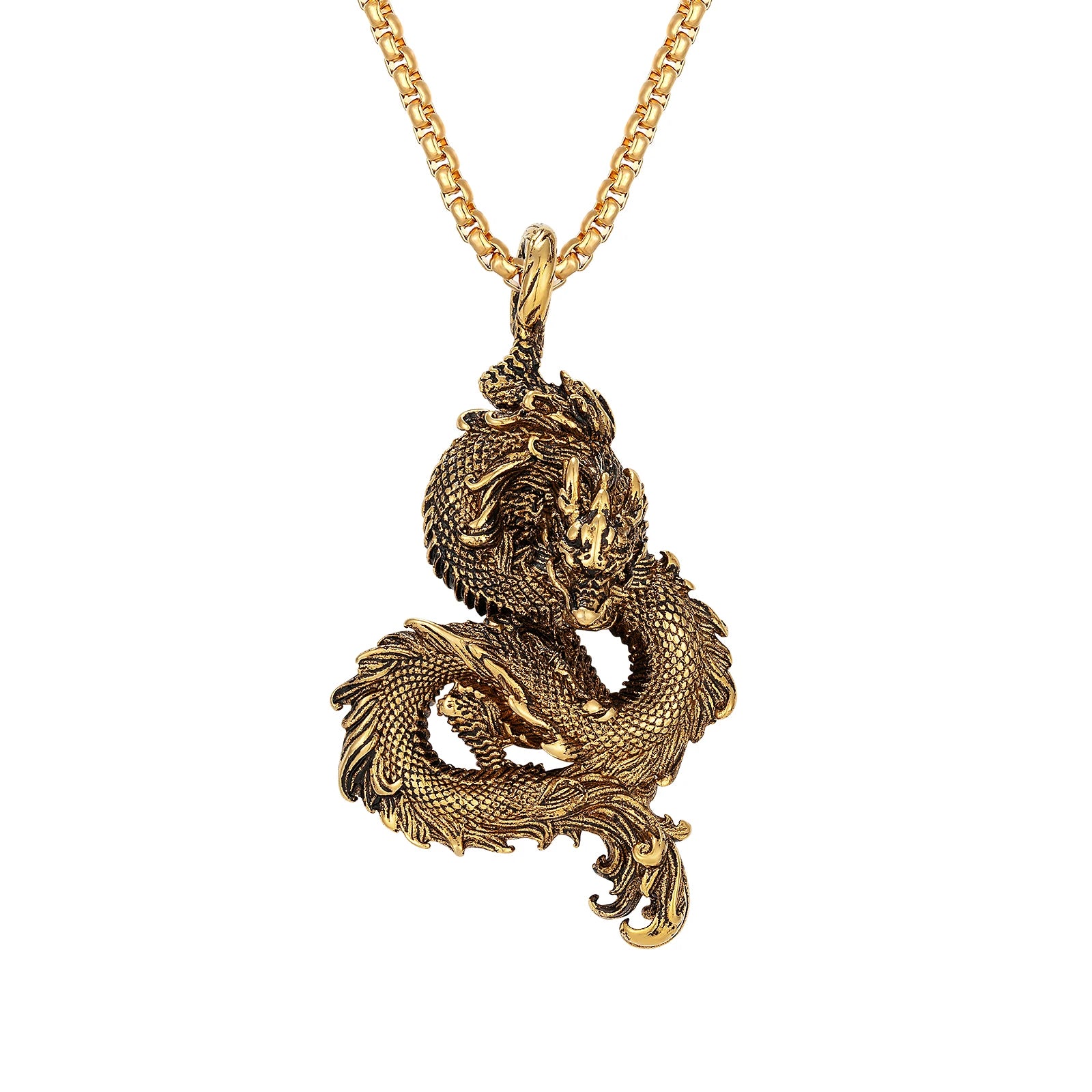 Fashion Fine Man Jewelry Golden PVD Dragon Pendant Man Necklace Stainless Steel Necklace for Man