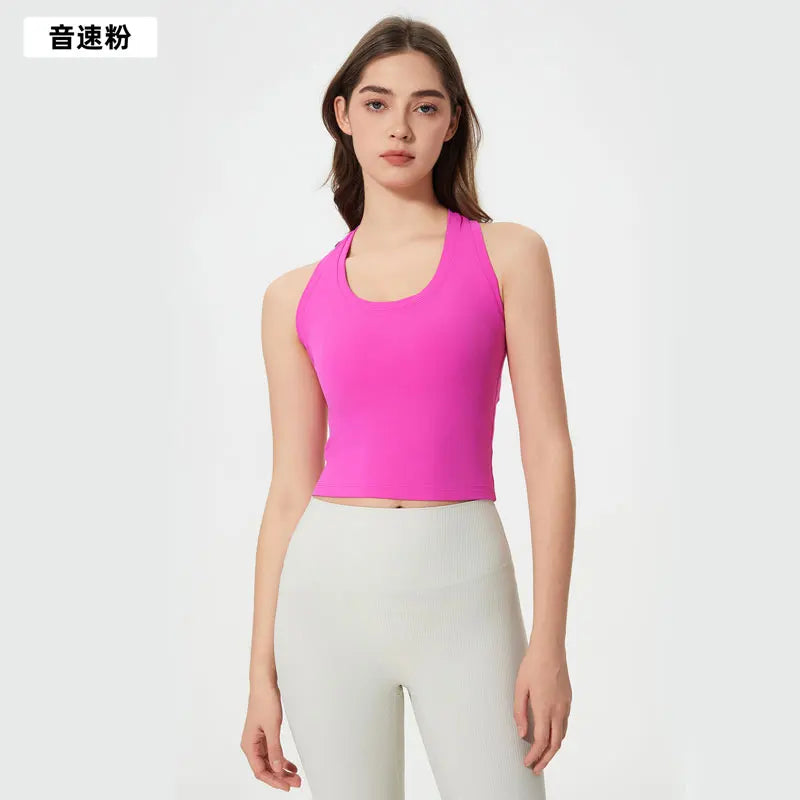 Four-way Stretch Workout Yoga Tank Top I-shaped Back Fitness Running Sportwear Sleeveless Vest