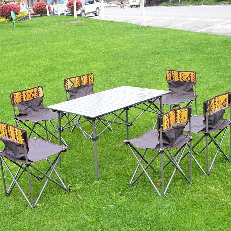 High Quality Wholesale Modern Outdoor Furniture Picnic Easy Assemble Aluminum Custom Portable Folding Dining Table Chairs Set