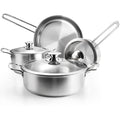 7-Piece Stainless Steel Pots and Pans Set with Induction/Electric and Gas Cooktops Dishwasher with Glass Lids Stay-Cool Handle