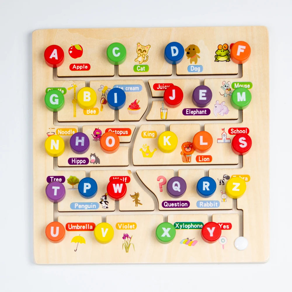 Lovely Digital Building Block Wooden Alphabet Puzzle Early Education Number Blocks Fidget Labyrinth Toy Digits Dimple Digits