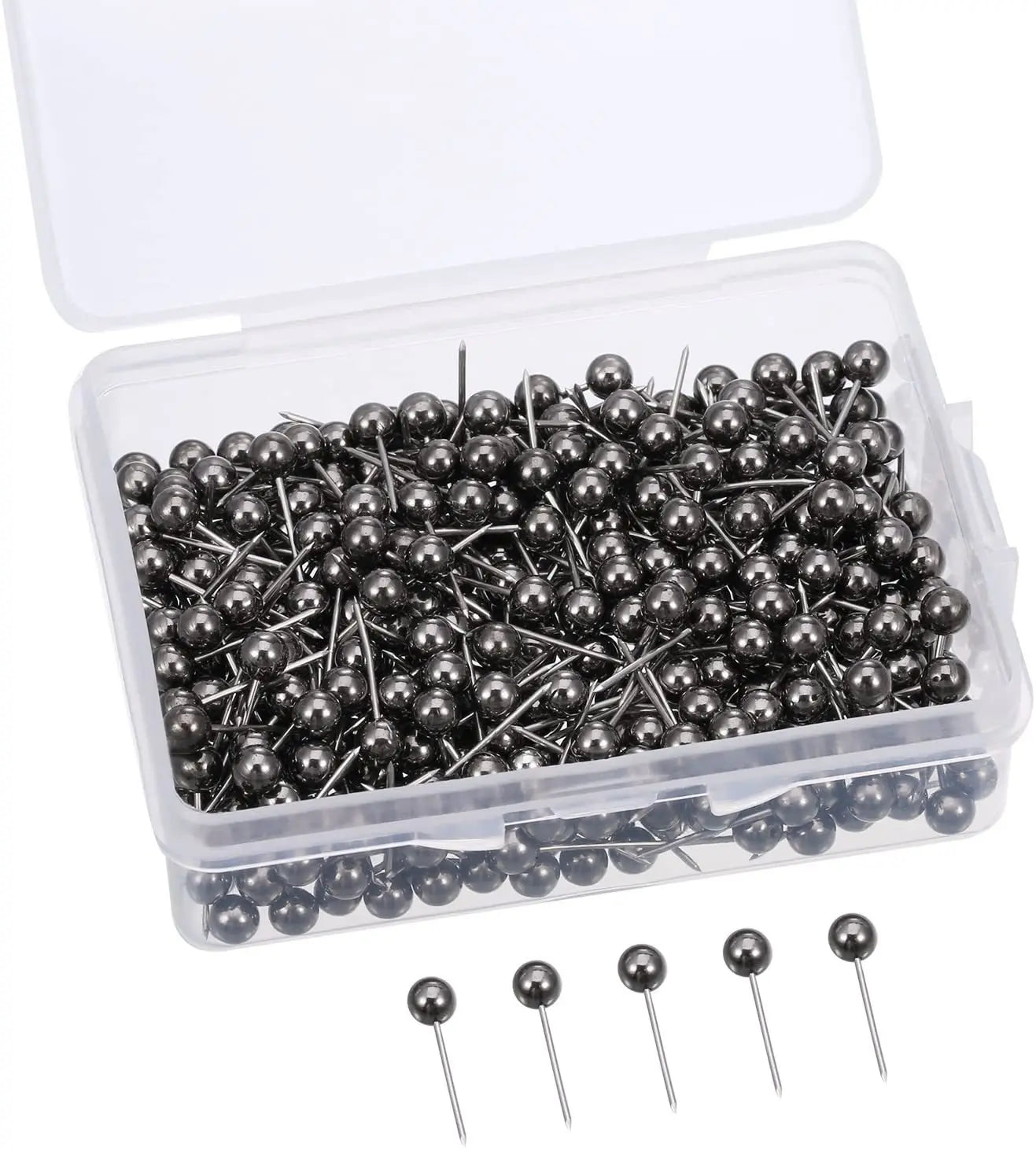 Retro Metallic Black Plastic 1/8 Inch Round Ball Head Map Push Pin Thumb Tacks Push Pins