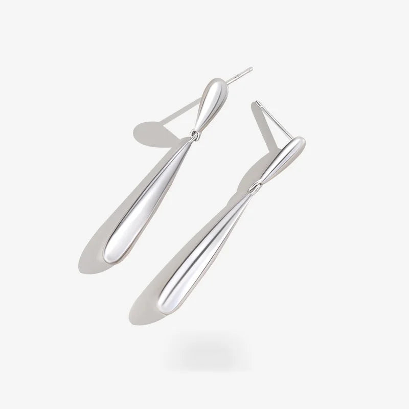 French Style 925 Sterling Silver Waterdrop Hook Earring  Rhodium Plated 40mm Long Teardrop Dangle Earrings