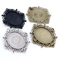 30x40mm Inner Size Vintage Floral Pendant Blank Bezel Trays Oval Cabochon Base Setting Charms DIY Jewelry Supplies