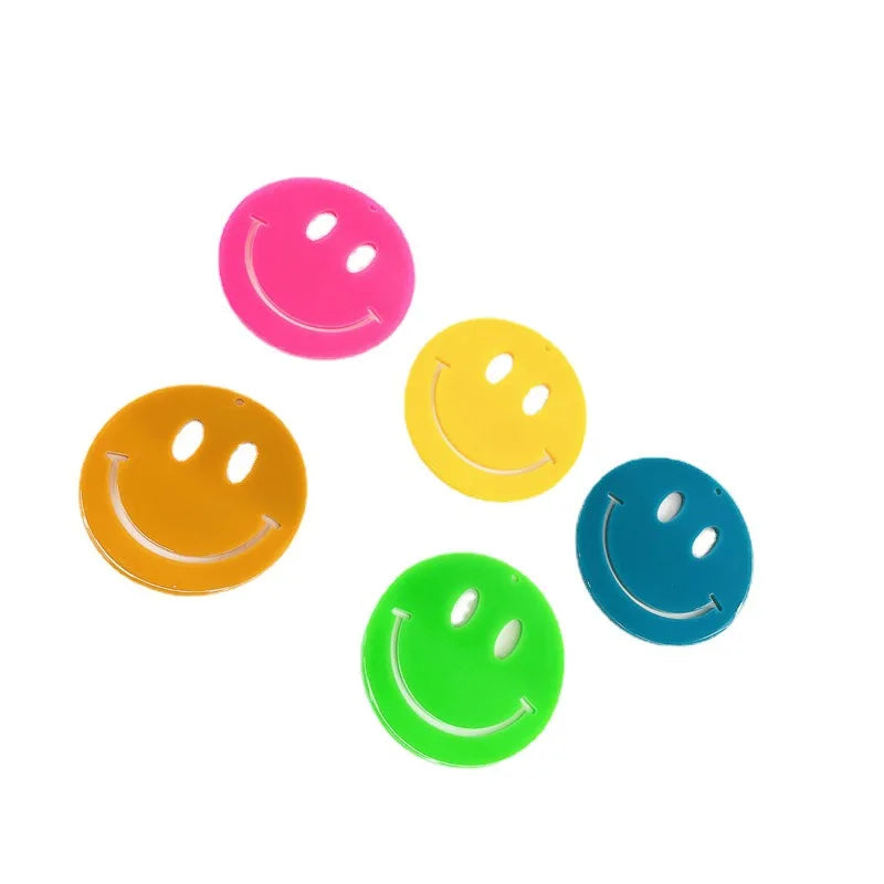 Color Smiling Face Acrylic Pendant Mobile Phone Case Key Chain Pendant DIY Accessories Wholesale 45MM