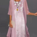 2024 European and American Summer Women's Casual Dress Two-Piece Set Floral Print Round Neck Slim Fit Long Skirt