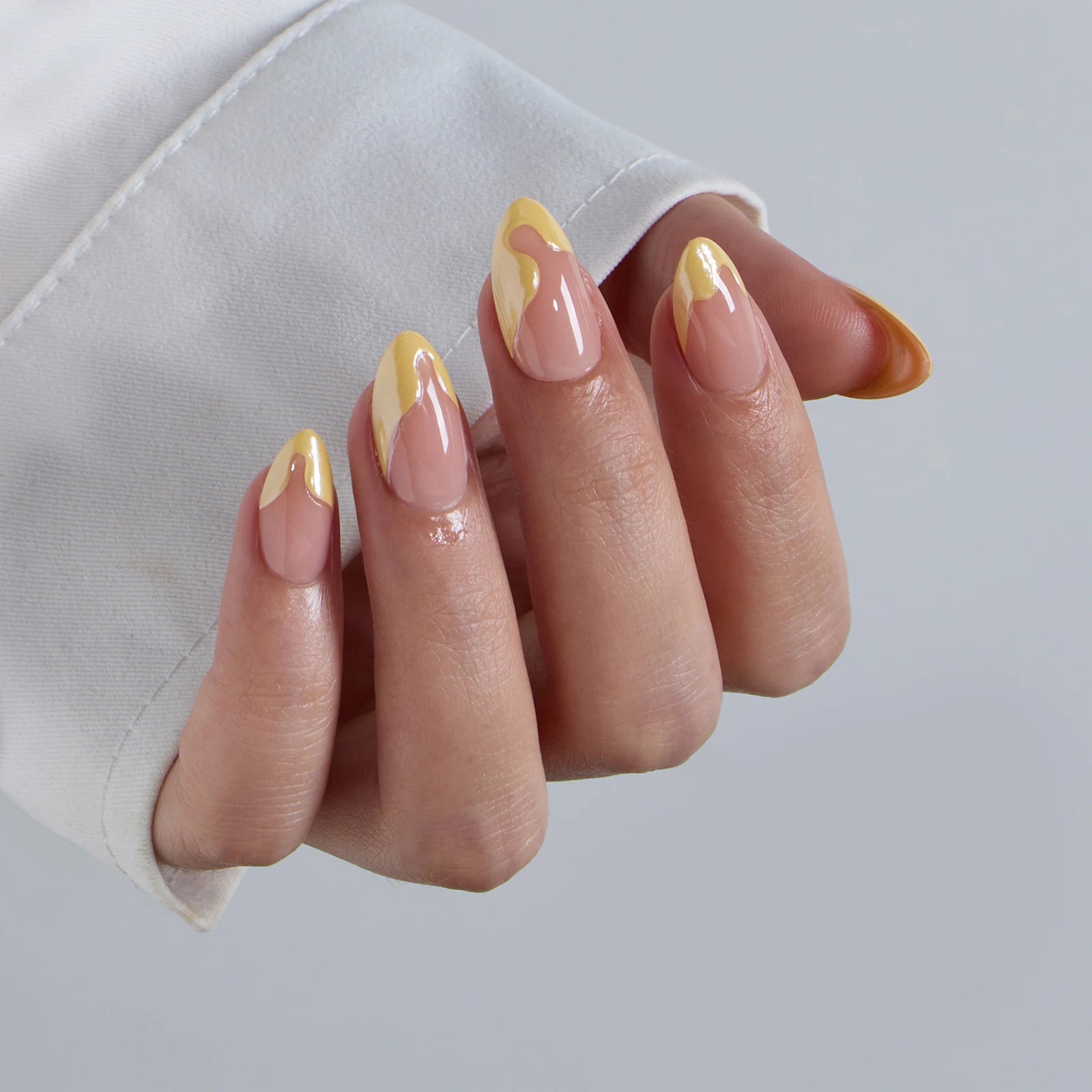 BTArtbox XCOAT French Tip Press on Nails Handmade Wholesale Short Almond Soft Gel Summer False Fake Nails Press on With Glue