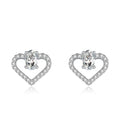 Trendy 925 Sterling Silver Hollow Heart love Stud Earrings Women Fashion Exquisite Diamond Heart Earrings