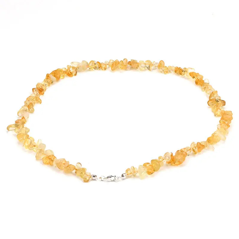 50cm Length 925 Silver Lobster Citrine Garnet Stone Natural Gemstones Chips Cotton Thread Necklace