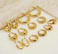 Wholesale Indian Fashion Stainless Steel Big Hoop Earrings Hollow Design Gold Moon Shape for Girls' Wedding Anniversary Gift