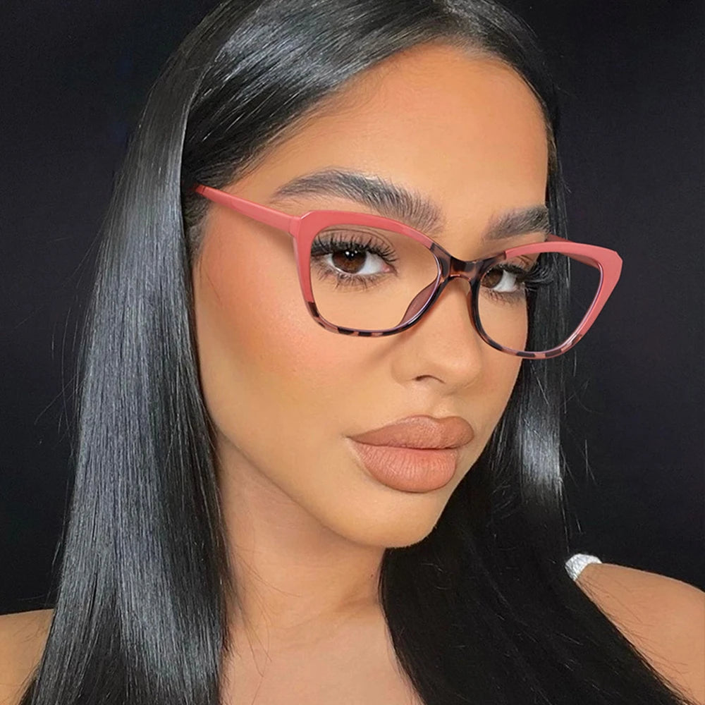 20234 New Fashion Color Changing Anti Blue Light Cat Eye Flat Lens Ultralight Slim Glasses Frame MegaBDM