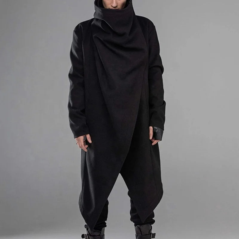 Men Coat Irregular Cloak Streetwear Turtleneck Fashion Men Cape Outerwear Punk Style Jackets Man S-5XL