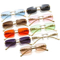 Rimless square Sunglasses Colorful Lenses Retro Metal Frame Sunglasses Summer Sun Shades for Women